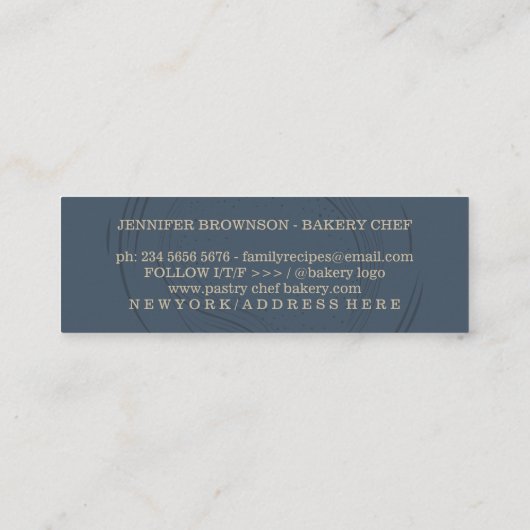 ユニークベーカリーのピ転がン2行の名前のカスタム スキニー名刺 (裏面)