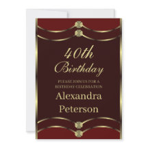 ユニークマルーンレッドと金ゴールド幾何学誕生日