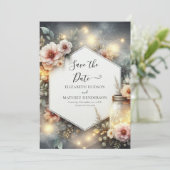 ユニークミニマルメイスン結婚ジャー セーブザデート (スタンド正面)