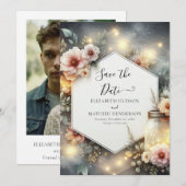 ユニークミニマルメイスン結婚ジャー セーブザデート (正面/裏面)