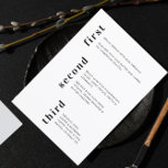 ユニークミニマル白黒垂直文字結婚の メニュー<br><div class="desc">ミニマルユニーク白黒の縦文字結婚のメニューで、配偶者の名前と日付が後結婚面に表示される。すべての文字フィールドと色は、デザインツールでカスタマイズ可能。</div>