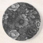 ユニークミュートされた色のヴィンテージフローラプリント コースター (正面)