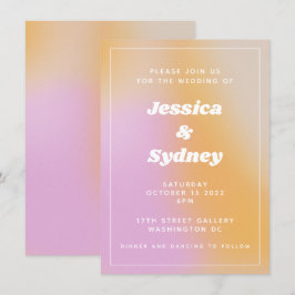 ユニークモダン抽象芸術ピンク結婚グラデーション 招待状