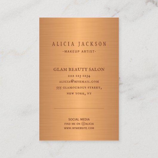 ユニークモダン抽象芸術筆跡金ゴールドモノグラム 名刺 (裏面)