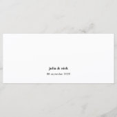 ユニークモダン白黒の結婚メニュー メニュー (裏面)