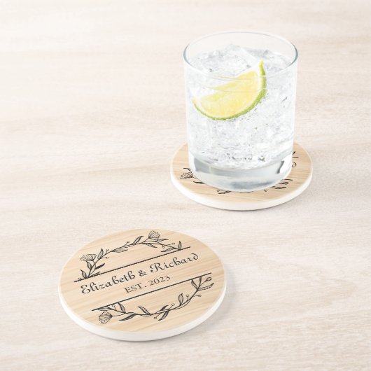 ユニークモダン素朴カスタム結婚会 コースター (側面)