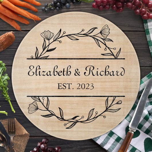 ユニークモダン素朴夫婦の日結婚付ピザ カッティングボード