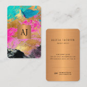 ユニークモダン絵を描金ゴールドモノグラムの 名刺 (正面/裏面)