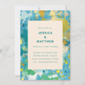 ユニークモダン絵を描金ゴールド結婚ズ 招待状 (正面)