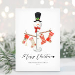 ユニークモダン雪だるま非写真 シーズンカード<br><div class="desc">このクリスマスの雪だるまデザインであなたの友人と家族が幸せなユニーク休暇の季節を望む。あなたの休日の挨拶と家族の名前でパーソナライズ。</div>