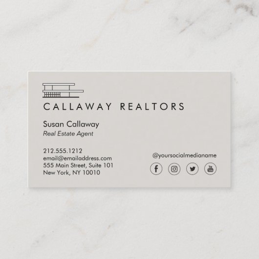 ユニークモダンGreyエステートのホーム実在ロゴ 名刺 (裏面)