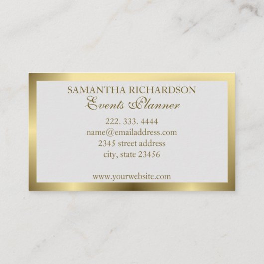 ユニークモダンLuxury Whiteと金ゴールド幾何学的 名刺 (裏面)