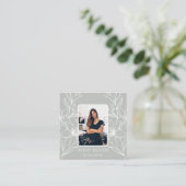 ユニークモダンSage Green Bohoフローラ スクエア名刺 (スタンド正面)