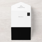 ユニークモノグラム黒と白結婚の オールインワン招待状 (外側)