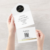 ユニークモノグラム黒と白結婚の オールインワン招待状 (貼ってはがせる)