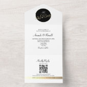 ユニークモノグラム黒と白結婚の オールインワン招待状 (内側)