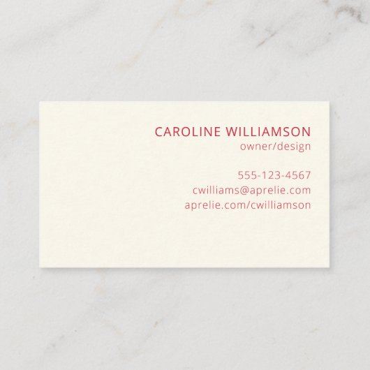 ユニークレッドモダンピンククリエイティブプロフェッショナル 名刺 (裏面)