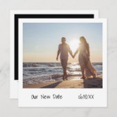 ユニークレトロインスタント写結婚真の延期 案内状 (正面/裏面)