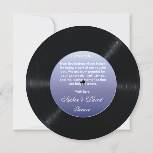 ユニークレトロレコード結婚のカスタム サンキューカード (裏面)