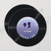 ユニークレトロレコード結婚のカスタム サンキューカード (正面/裏面)