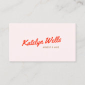 ユニークレトロ手書きスクリプトタイポグラフィピンク 名刺 (正面)