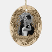 ユニークヴィンテージの初めてのクリスマス写真 セラミックオーナメント (右)