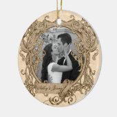 ユニークヴィンテージの初めてのクリスマス写真 セラミックオーナメント (左)