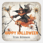 ユニークヴィンテージクラシック不気味かわいい悪い魔女 スクエアシール (正面)