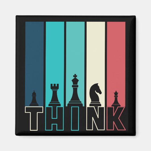 ユニークヴィンテージチェス考えピースカラフル マグネット (正面)