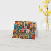 ユニークヴィンテージドアコラージュパターン旅行 カード (黄色い花)