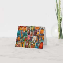 ユニークヴィンテージドアコラージュパターン旅行 カード