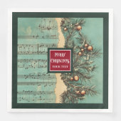 ユニークヴィンテージナプキンはミュートされたクリスマスパレット (正面)