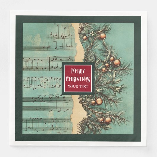 ユニークヴィンテージナプキンはミュートされたクリスマスパレット (正面)