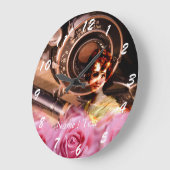 ユニークヴィンテージバラ及びヴィンテージカメラ ラージ壁時計 (傾斜)