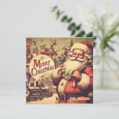 ユニークヴィンテージレトロイラストレーションサンタクロース シーズンカード (スタンド正面)