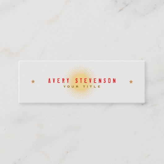 ユニークヴィンテージレトロスタータイポグラフィ スキニー名刺 (正面)