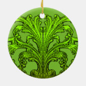 ユニークヴィンテージ旋回グラデーショングリーンデザイン セラミックオーナメント (裏面)