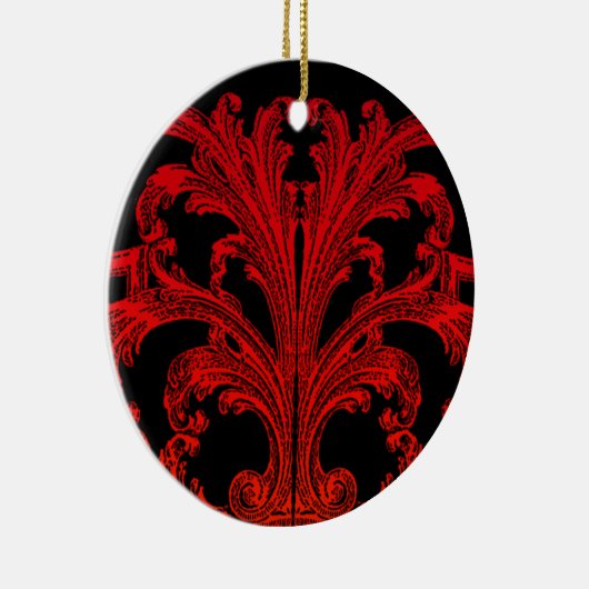 ユニークヴィンテージ渦グラデーション赤デザイン セラミックオーナメント (右)