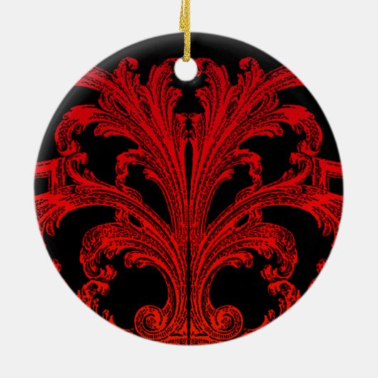 ユニークヴィンテージ渦グラデーション赤デザイン セラミックオーナメント (裏面)