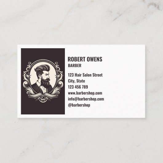 ユニークヴィンテージ理容師ショップ美容師エレガント 名刺 (裏面)