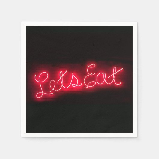 ユニークヴィンテージ食べネオンを赤にしてサインイン スタンダードカクテルナプキン (正面)