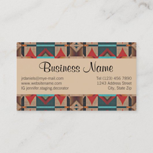 ユニーク先住民アメリカのインド族芸術パターン 名刺 (裏面)