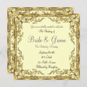 ユニーク及びエレガント金ゴールド結婚式招待状 招待状 (正面/裏面)