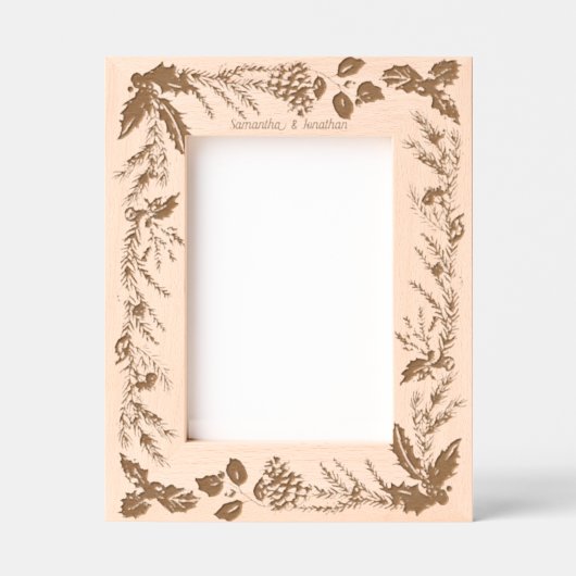 ユニーク名前をカスタムするカップルのクリスマスフォトキープサケ レーザー彫刻フレーム (正面)