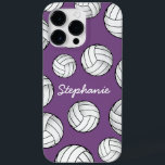 ユニーク名前をカスタムするバレーボール紫 Case-Mate iPhone 14 PRO MAXケース<br><div class="desc">パステルクールパープルの背景に名前をカスタムするとバレーボールのスマタリングを備えたiPhoneプロマックスケース。</div>