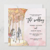 ユニーク回転木馬テーマ結婚式招待状 (正面)