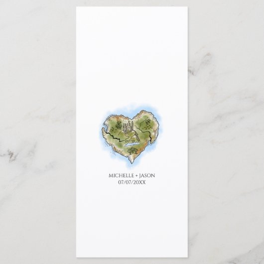 ユニーク図解入りの、写真付きの地ウェディングマップ旅行 メニュー (裏面)