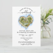 ユニーク図解入りの、写真付きの地ウェディングマップ旅行 招待状 (スタンド正面)