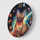 ユニーク宇宙入り絵画猫 ラージ壁時計 (傾斜)