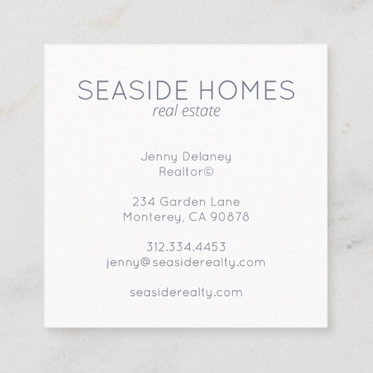 ユニーク実在Estate Agentビーチサーフバイクフォト スクエア名刺 (裏面)